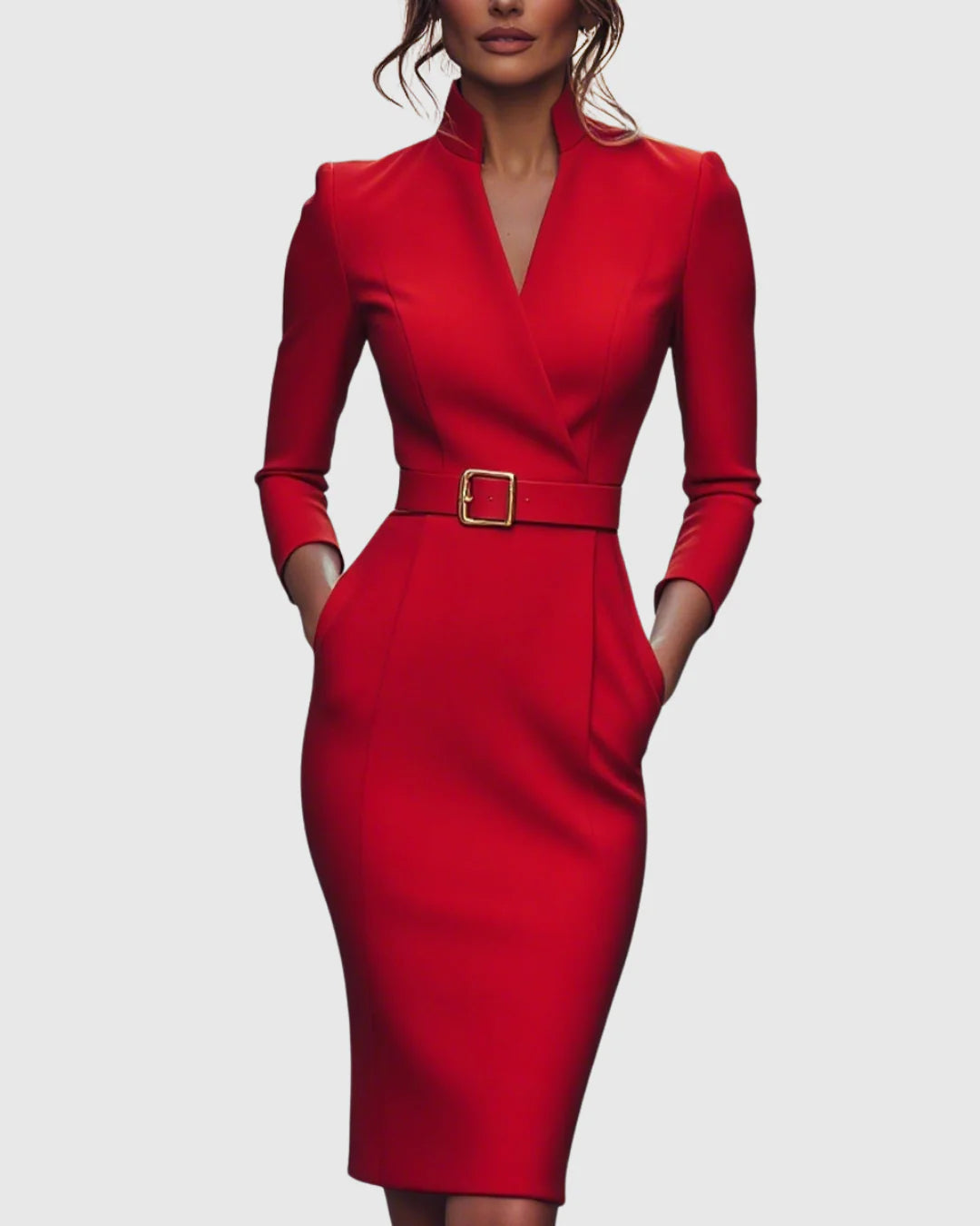 Poppy | Women’s V Neck Belted Midi Dress
