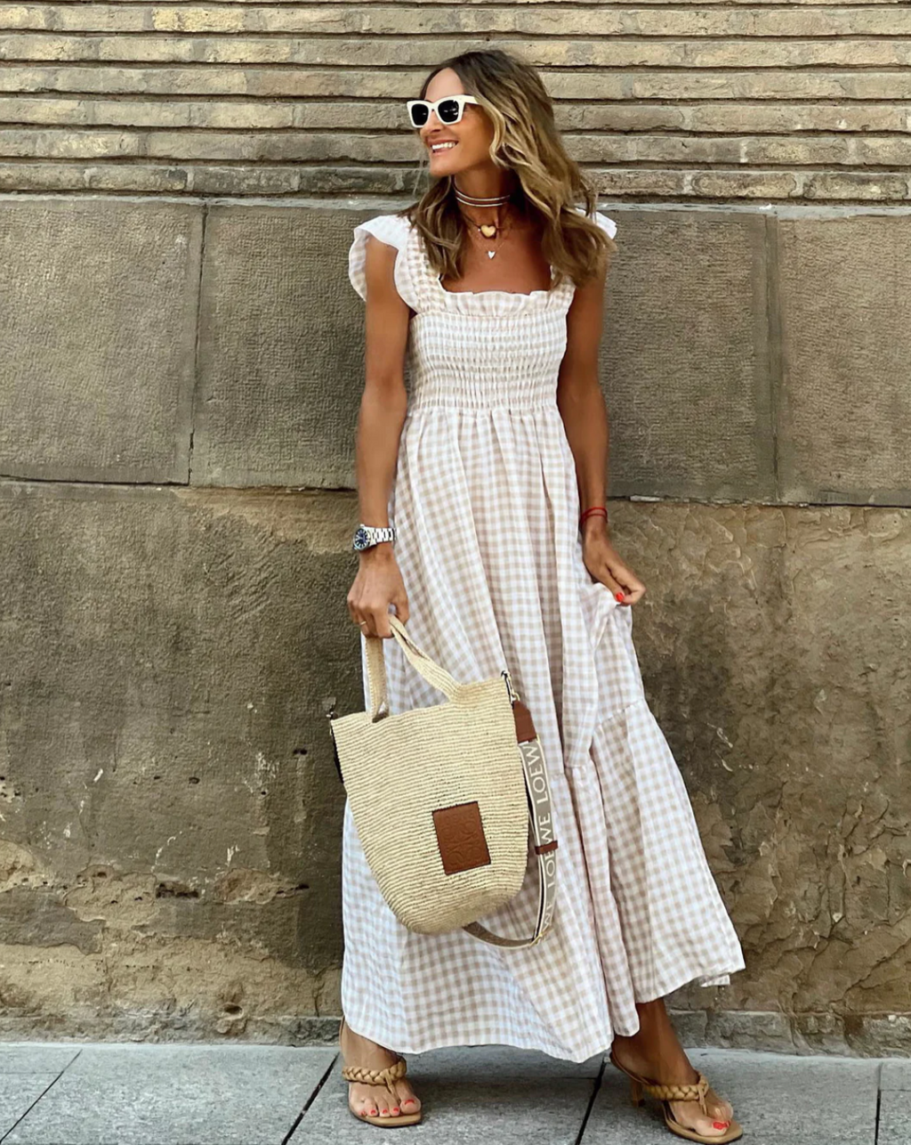 Rachelle | Women's Smocked A Line Square Neck Maxi Dress