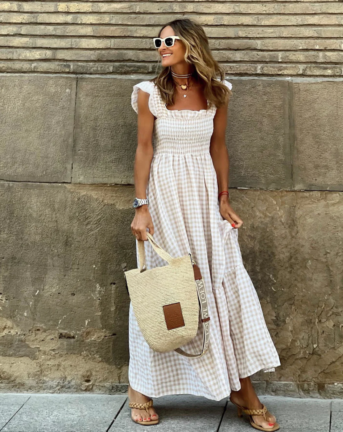 Rachelle | Women's Smocked A Line Square Neck Maxi Dress