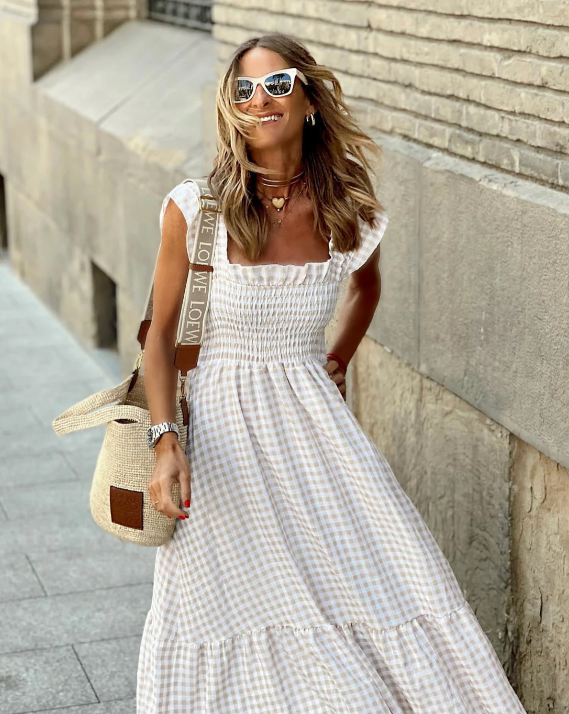 Rachelle | Women's Smocked A Line Square Neck Maxi Dress