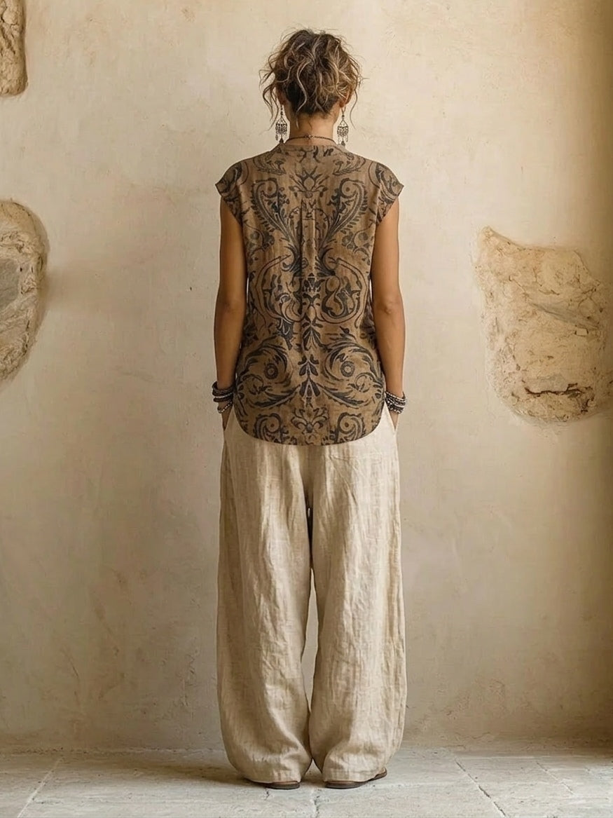Raquel | Women's Drawstring Wide Leg Three Piece Set