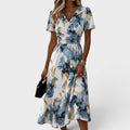 Raven | Women's Wrap Front V Neck Flowy Wedding Guest Dress