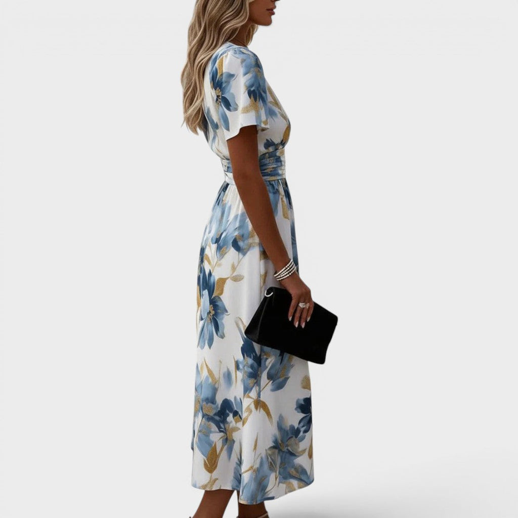Raven | Women's Wrap Front V Neck Flowy Wedding Guest Dress