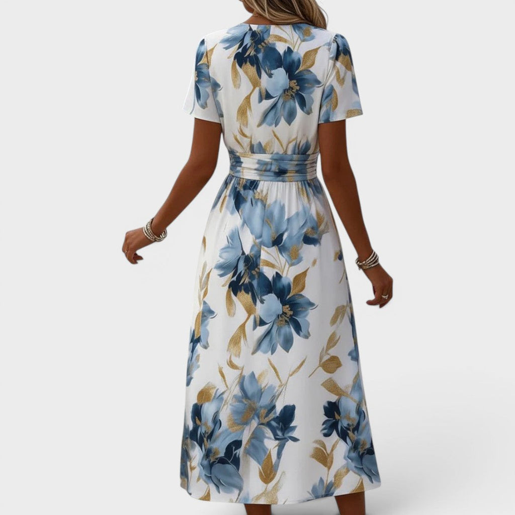 Raven | Women's Wrap Front V Neck Flowy Wedding Guest Dress