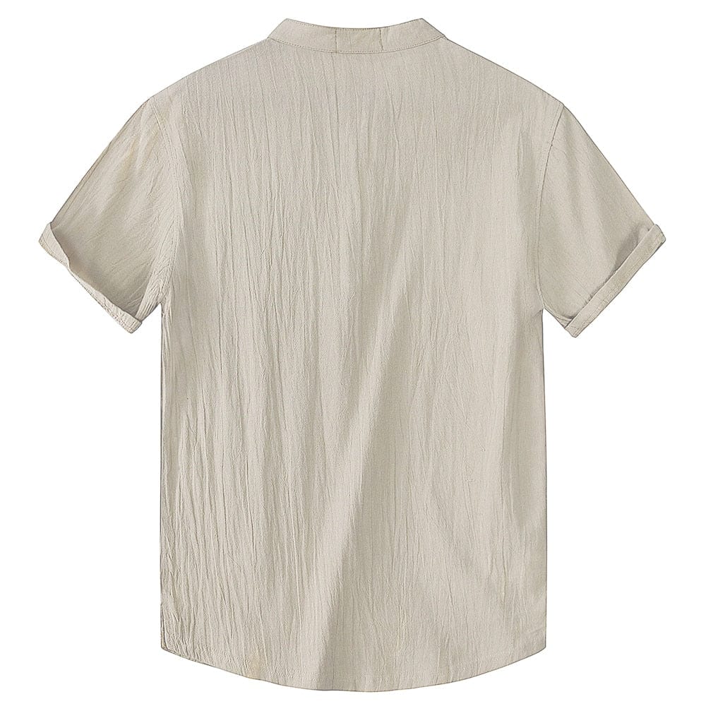 Raymond | Men's Short Sleeve Band Collar Pocket Shirt