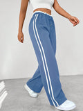 Reagan | Women's Drawstring Side Stripe Straight Leg Trousers