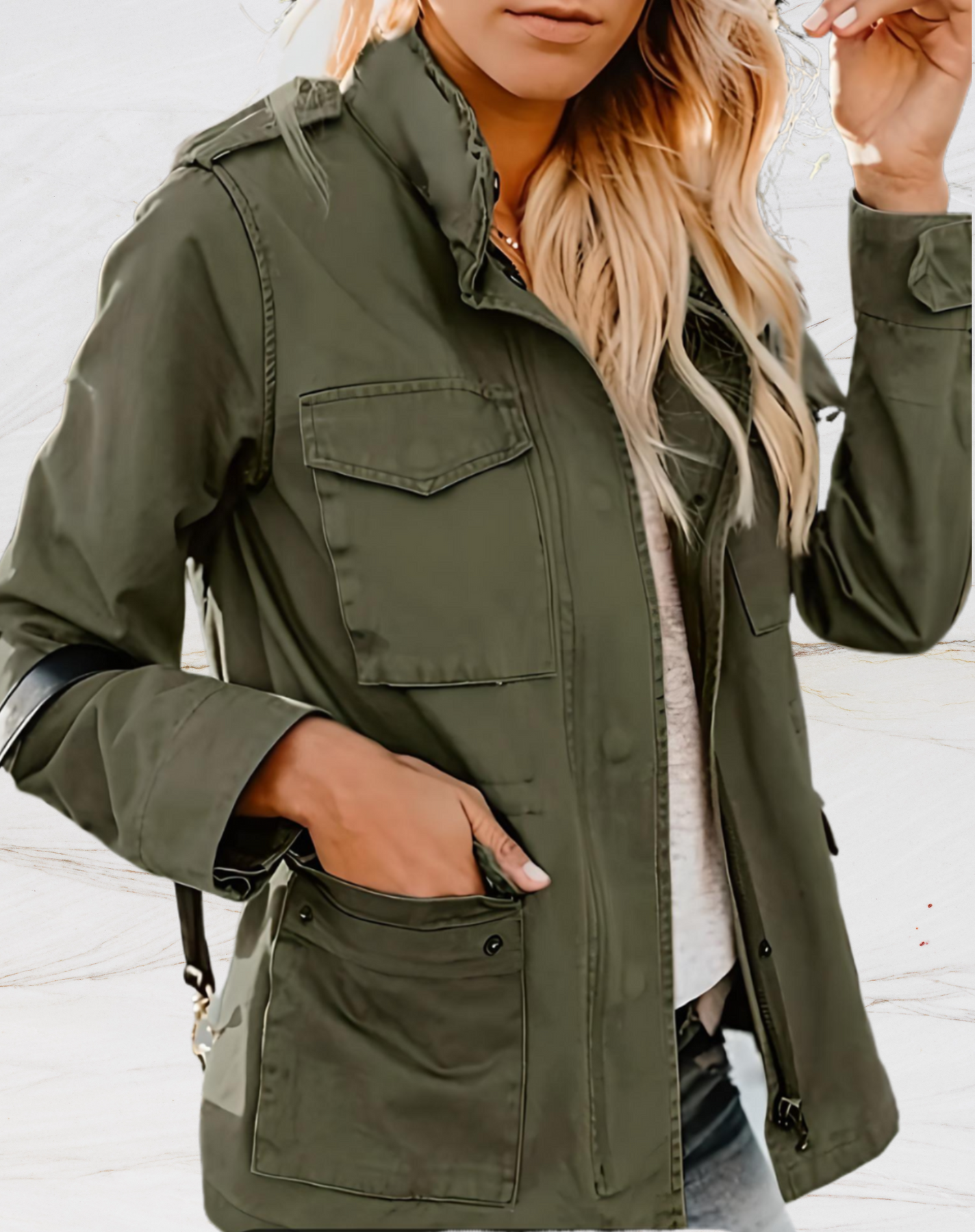 Rosanna | Women's Zip-Up Long Sleeve Pockets Utility Jacket