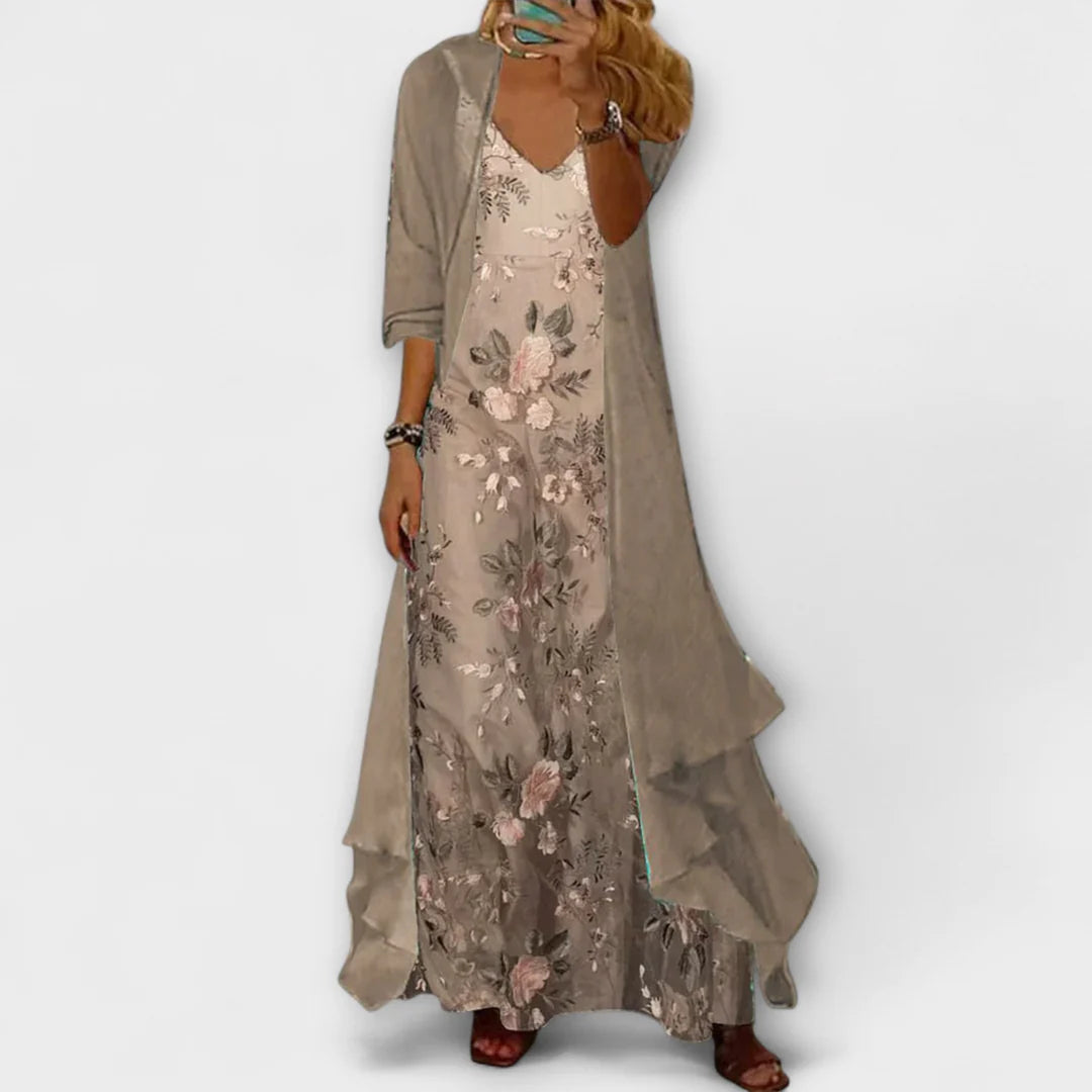 Rose | Women’s Two Piece Printed Floral Maxi Dress Set