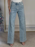 Rosie | Women’s Glitter High Rise Wide Leg Jeans