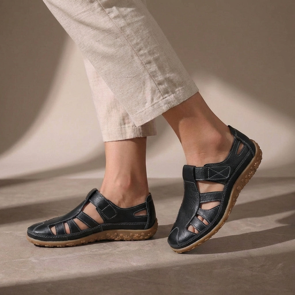 Rowena | Women's Closed Toe Hook And Loop Strap Sandals
