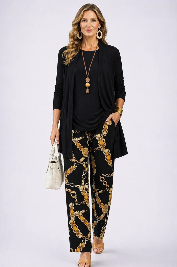 Sabine | Women's Printed Straight Leg Round Neck Three Piece Set