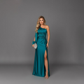Sandra | Women’s Draped Side Slit One Shoulder Maxi Dress