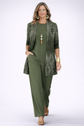 Sandy | Women's Patterned Open Front Straight Leg Three Piece Set