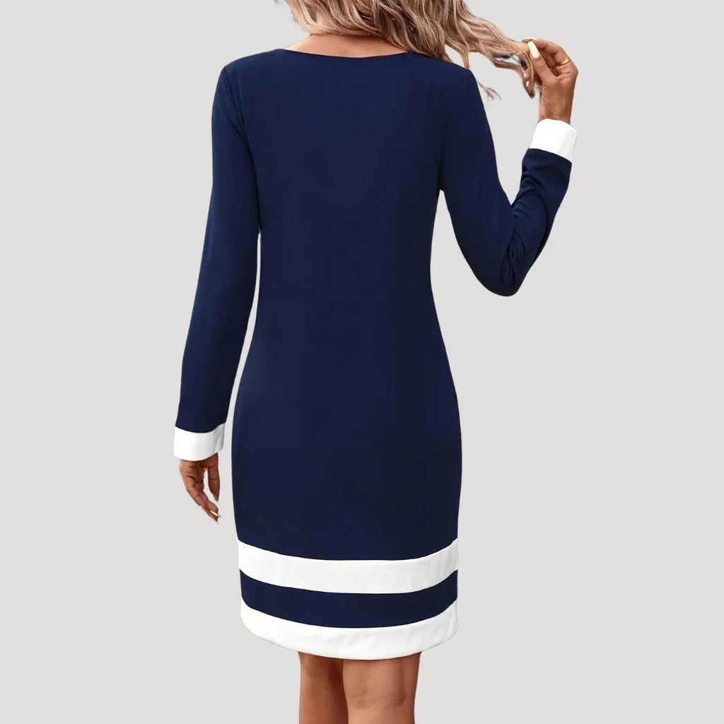 Sarah | Women’s Long Sleeve Color Midi Dress