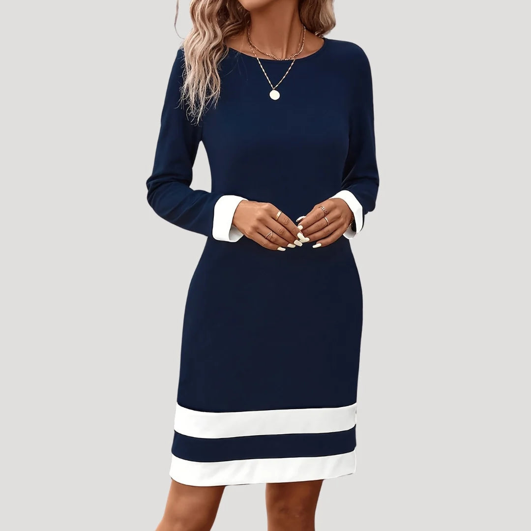 Sarah | Women’s Long Sleeve Color Midi Dress