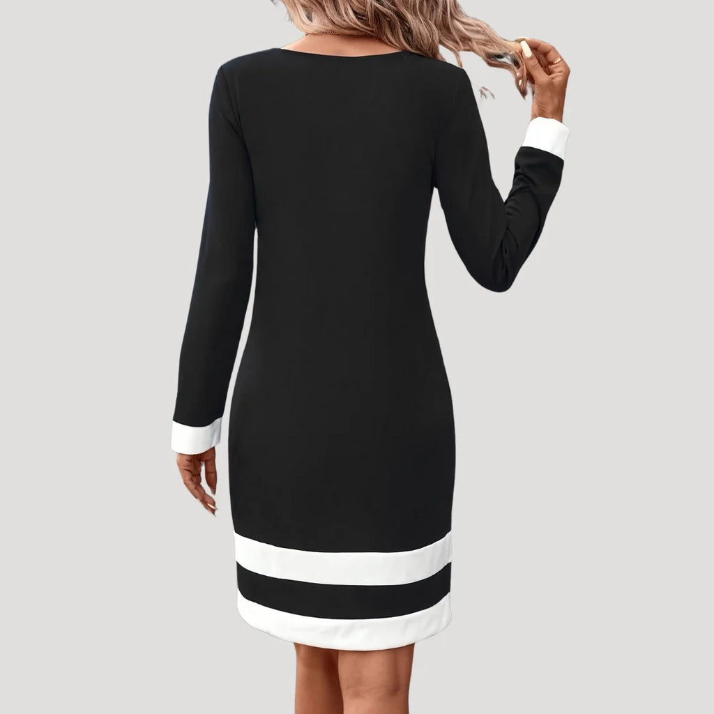 Sarah | Women’s Long Sleeve Color Midi Dress