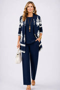 Sasha | Women's Printed Long Sleeve Straight Leg Three Piece Set