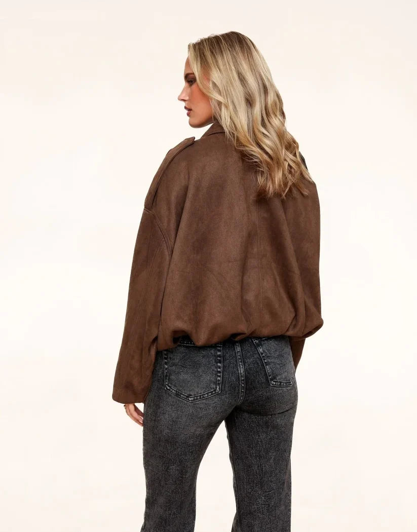 Sherri | Women’s Long Sleeve Collared Zip Front Bomber Jacket