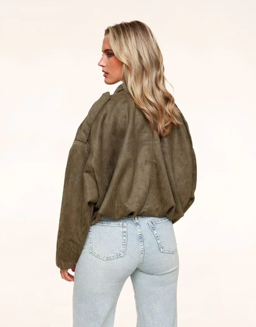 Sherri | Women’s Long Sleeve Collared Zip Front Bomber Jacket
