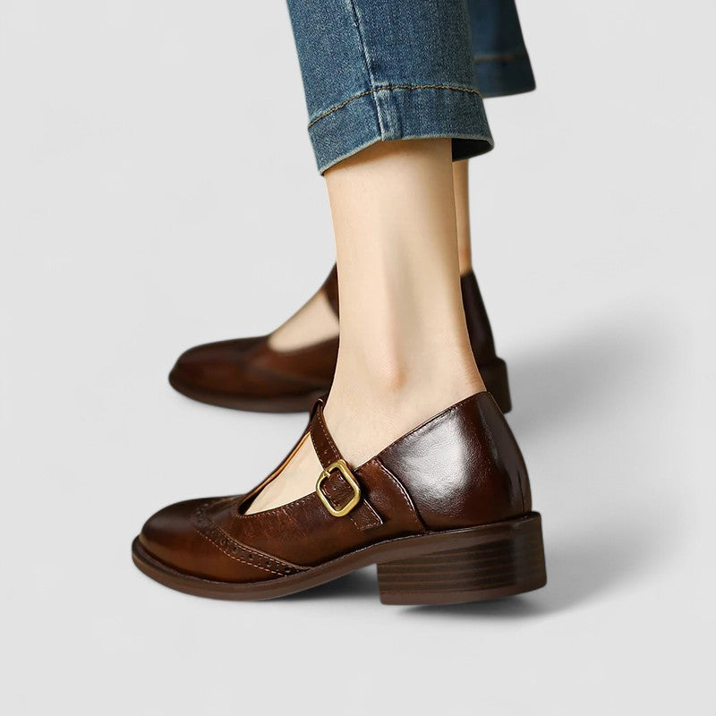 Sherry | Women's Buckle Strap Low Block Mary Jane Shoes