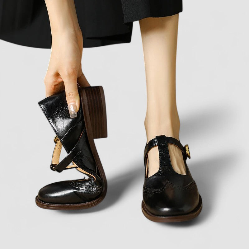 Sherry | Women's Buckle Strap Low Block Mary Jane Shoes