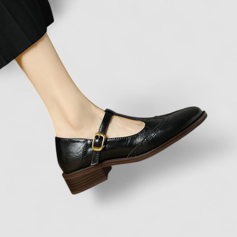 Sherry | Women's Buckle Strap Low Block Mary Jane Shoes
