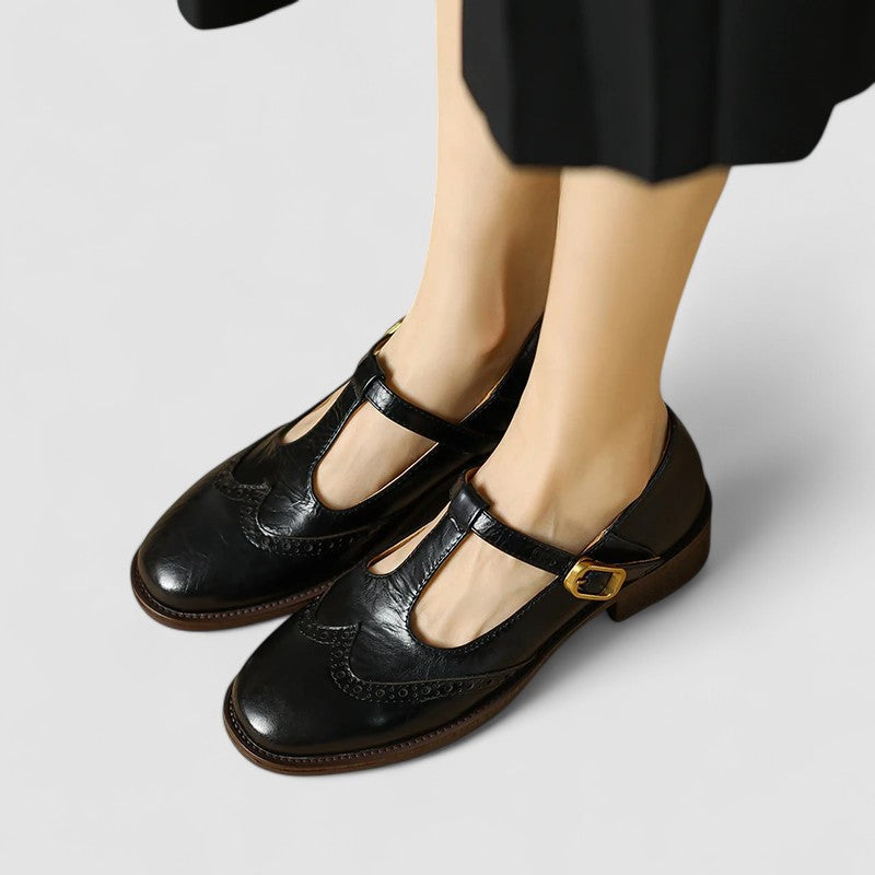 Sherry | Women's Buckle Strap Low Block Mary Jane Shoes