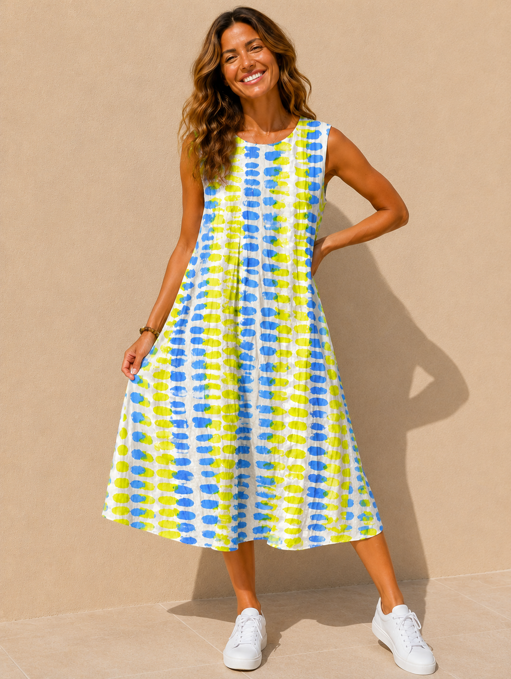 Shirley | Women's Sleeveless Scoop Neck Summer Midi Dress