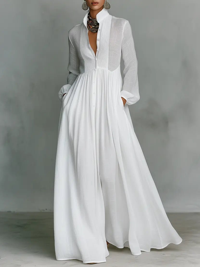 Sierra | Women's Button Front Long Sleeve Summer Maxi Dress