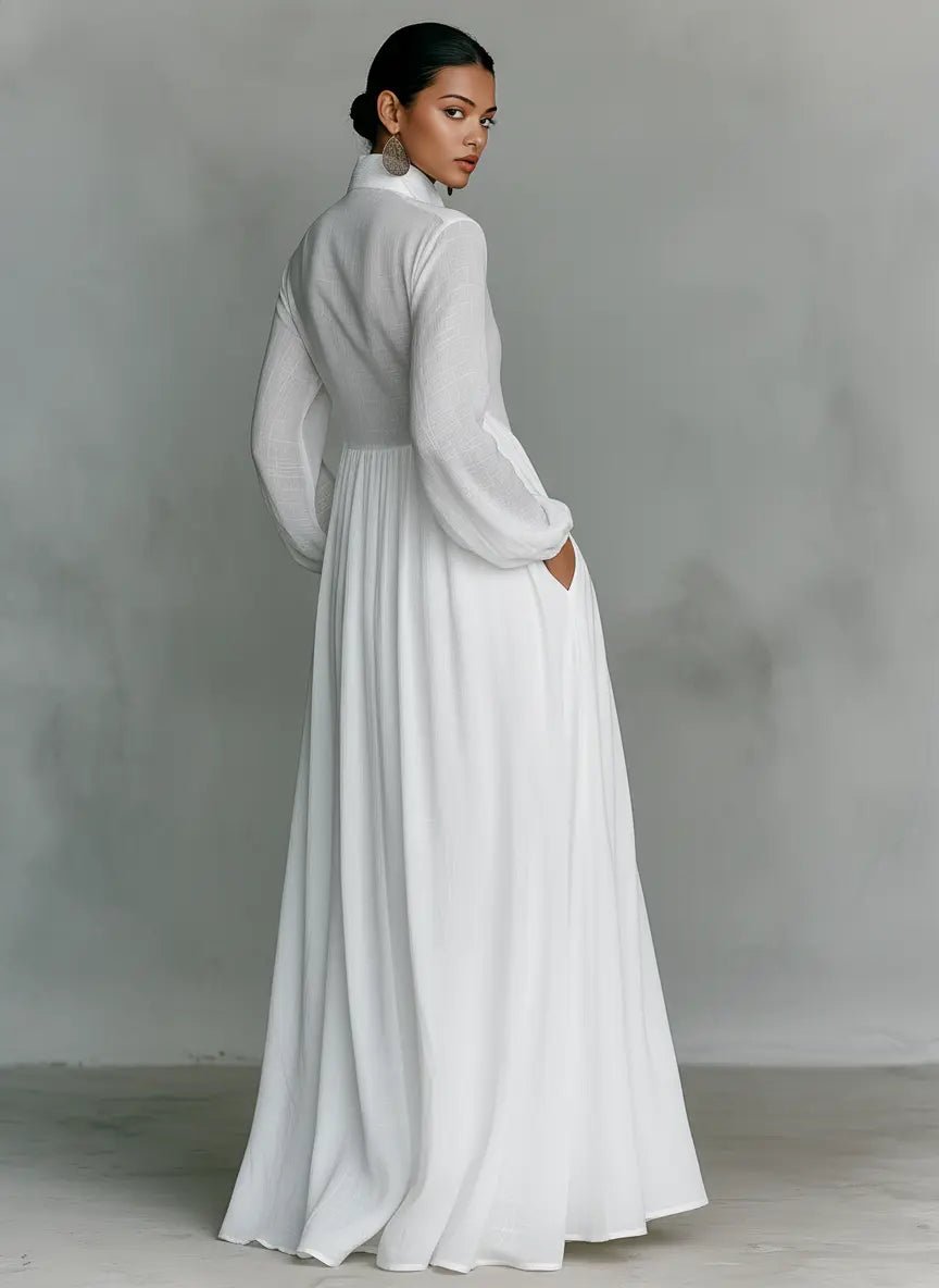 Sierra | Women's Button Front Long Sleeve Summer Maxi Dress