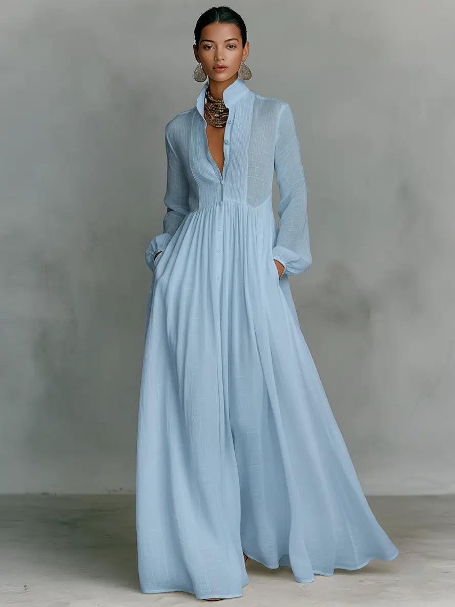 Sierra | Women's Button Front Long Sleeve Summer Maxi Dress