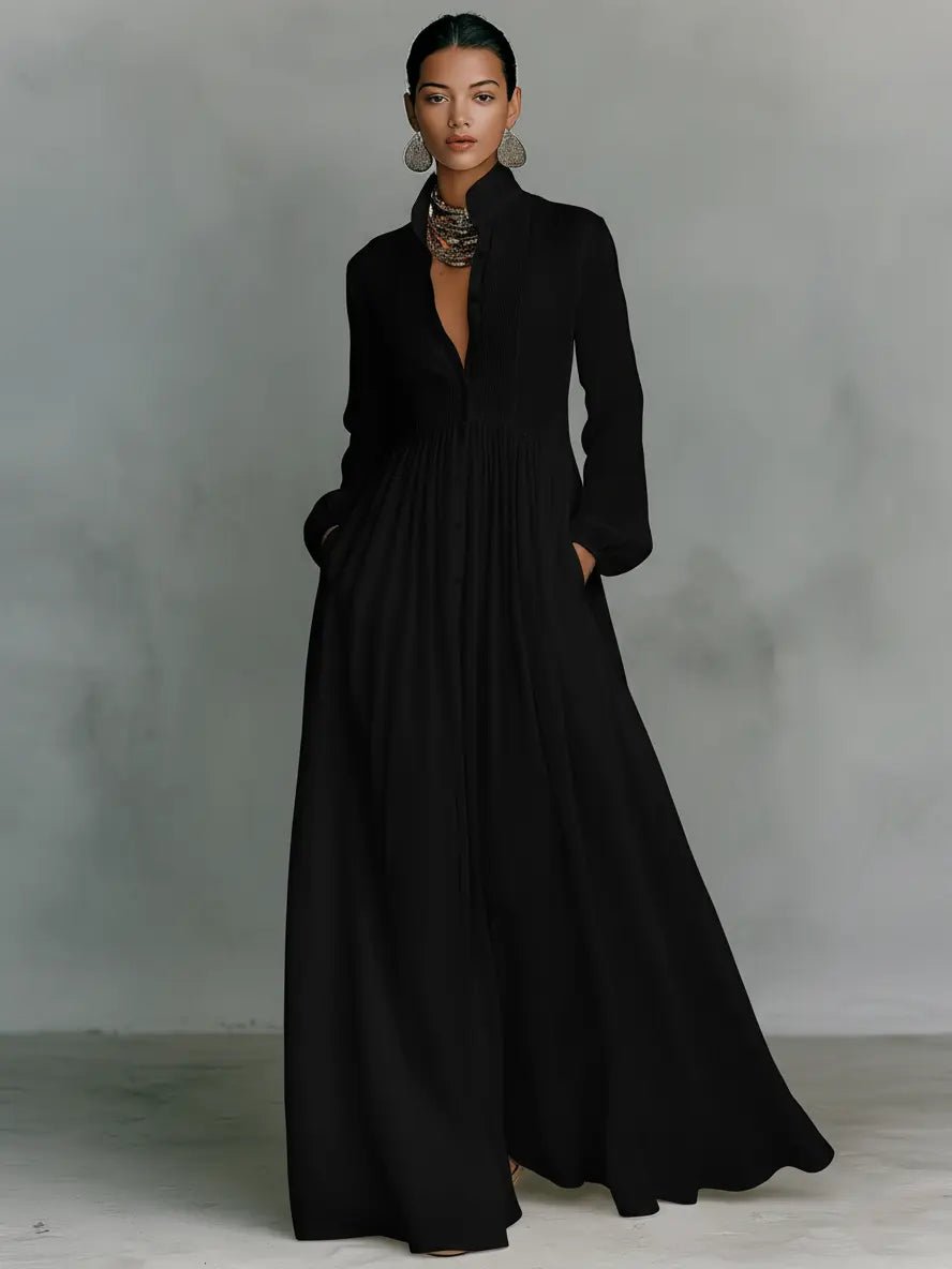 Sierra | Women's Button Front Long Sleeve Summer Maxi Dress