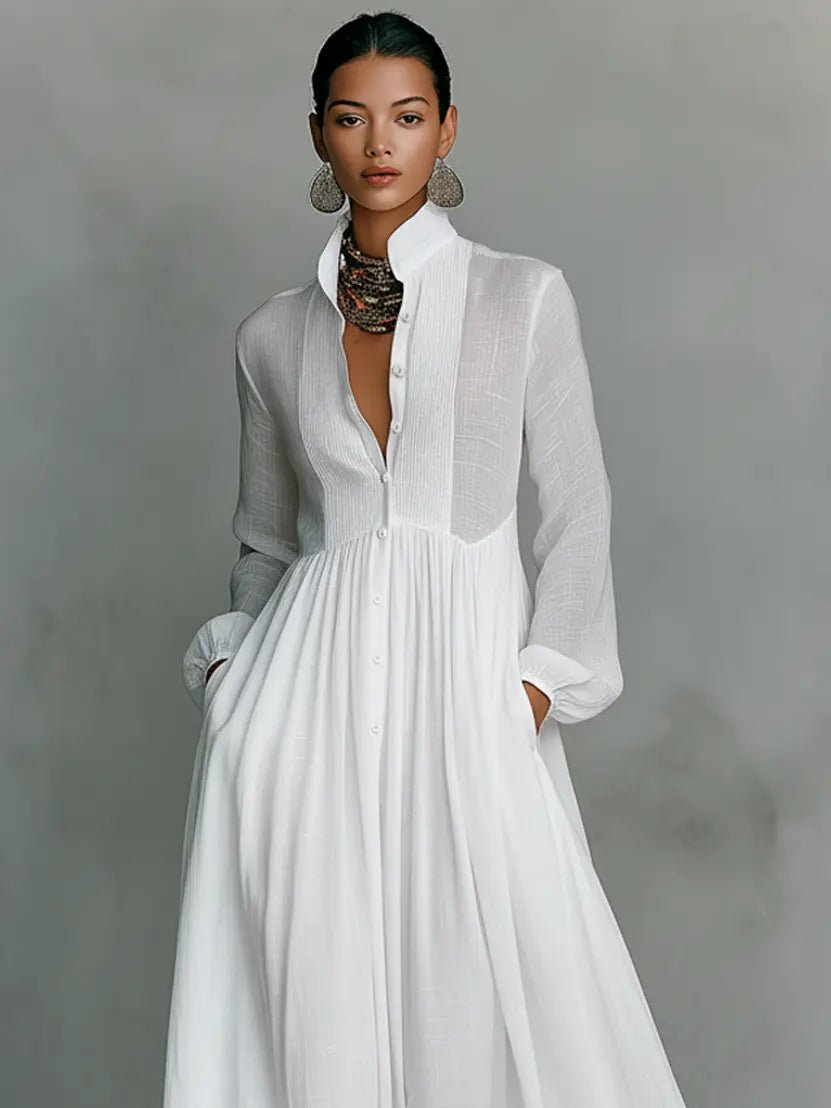 Sierra | Women's Button Front Long Sleeve Summer Maxi Dress