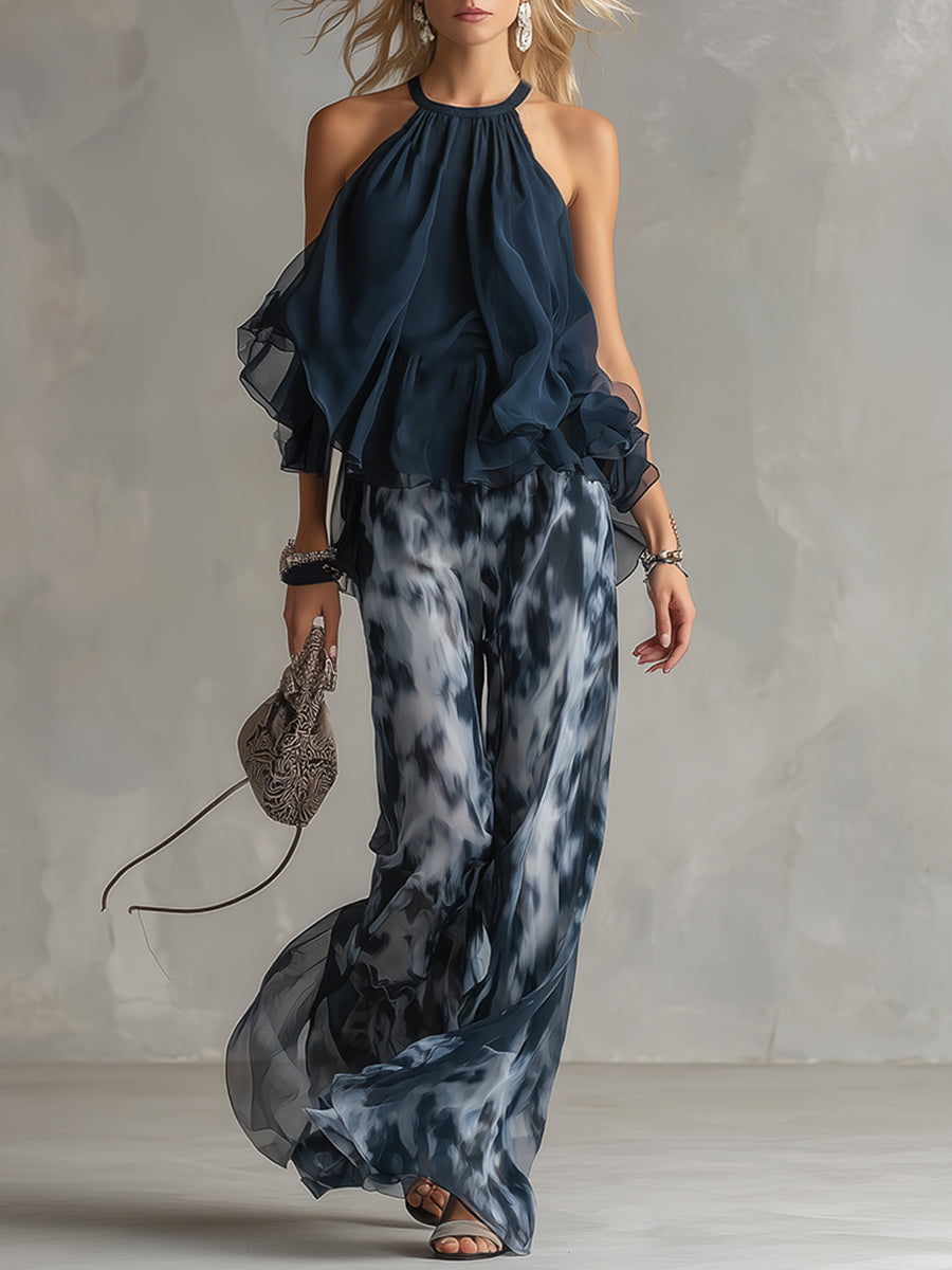 Sonja | Women's Halter Neck Wide Leg Two Piece Set