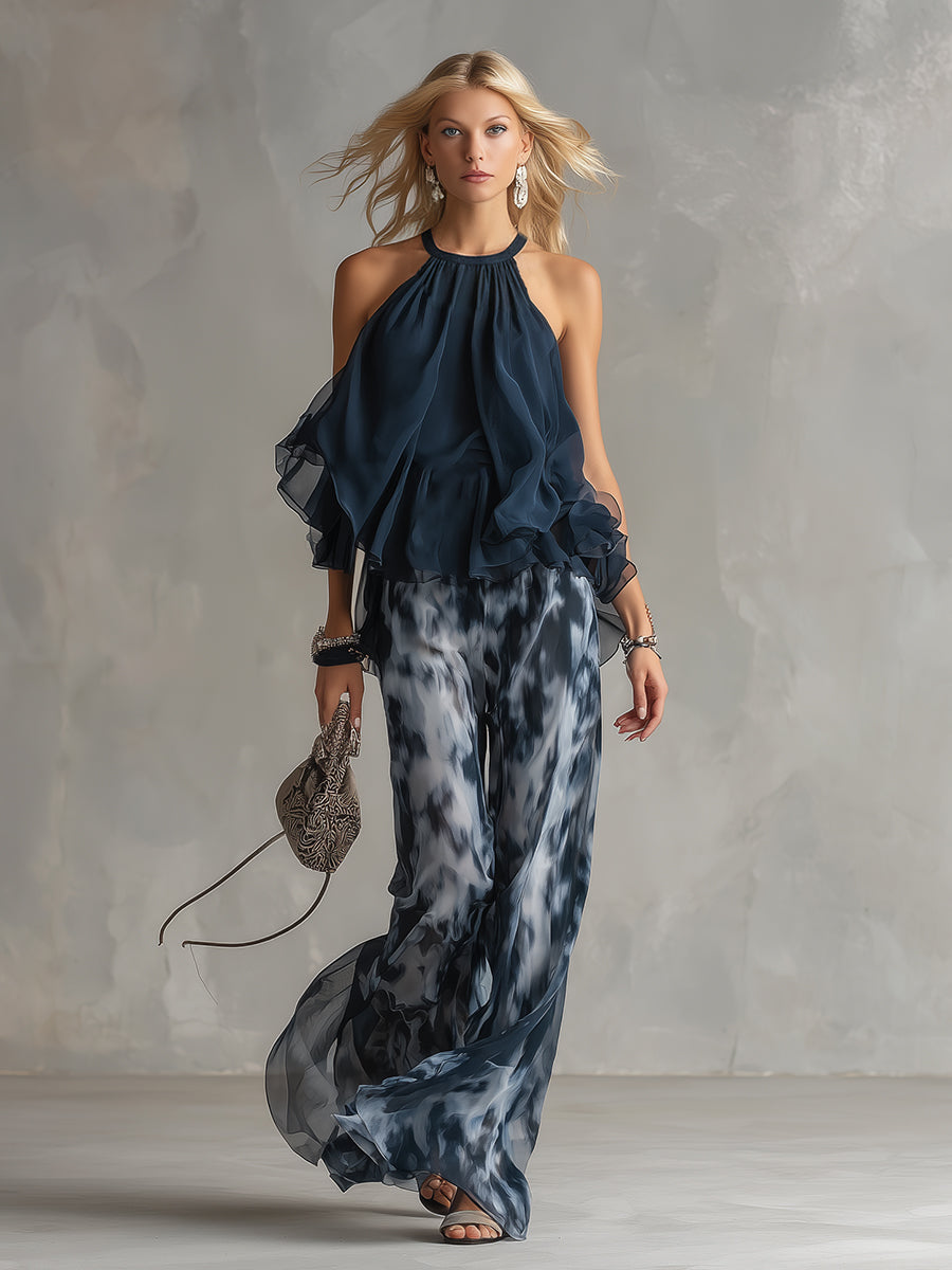 Sonja | Women's Halter Neck Wide Leg Two Piece Set