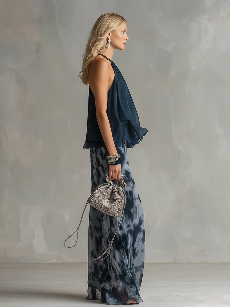 Sonja | Women's Halter Neck Wide Leg Two Piece Set