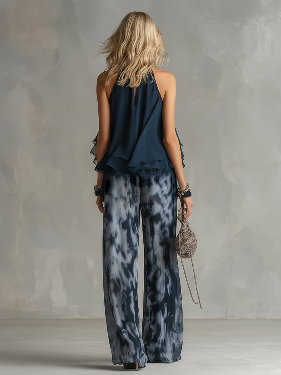 Sonja | Women's Halter Neck Wide Leg Two Piece Set