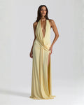 Sophia | Women’s Backless Draped High Slit Wedding Guest Dress