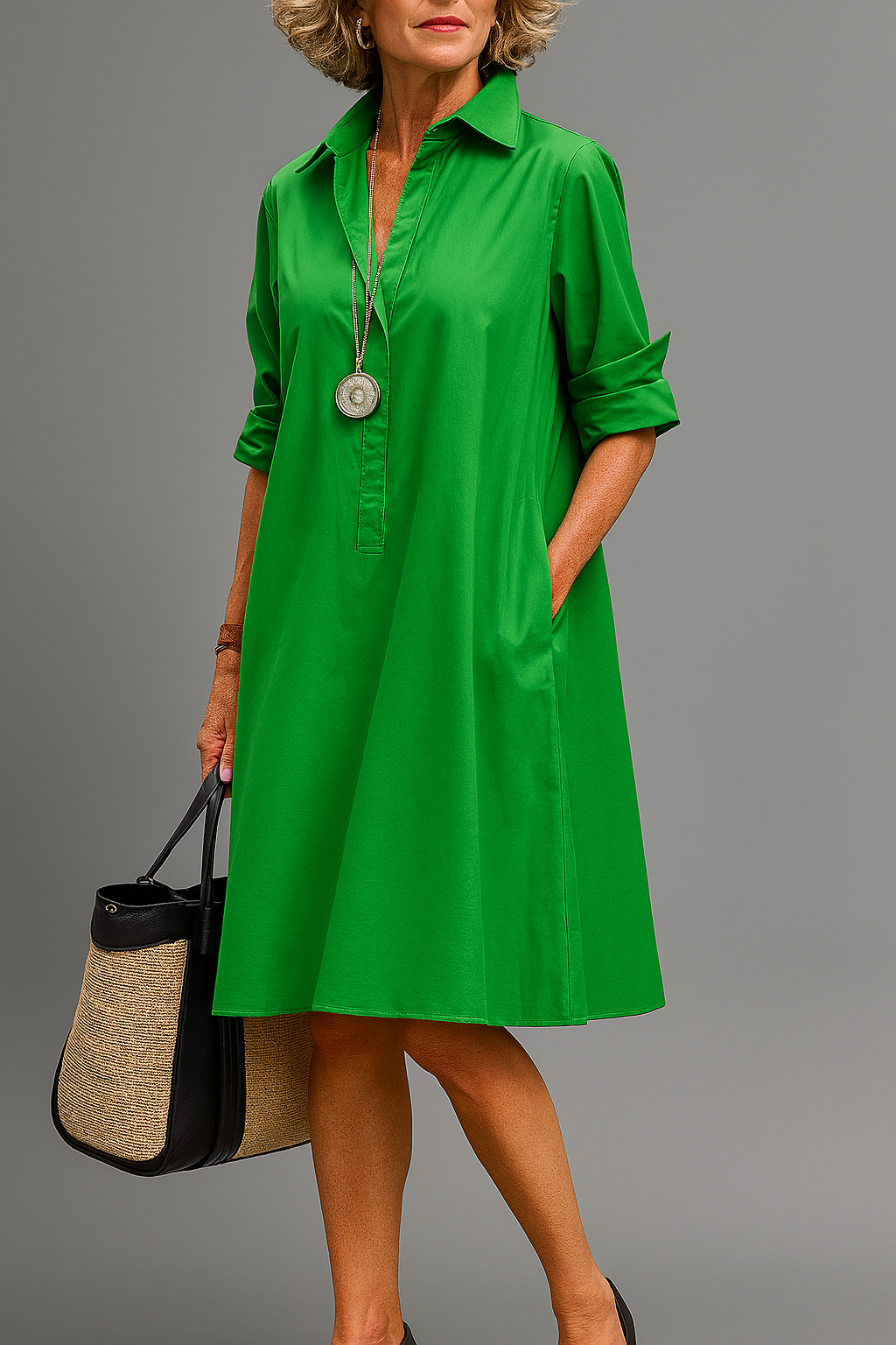 Susan | Women's Side Pocket Summer Knee Length Dress