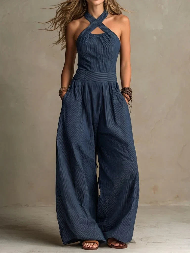 Susannah | Women's Pockets Halter Neck Sleeveless Jumpsuit