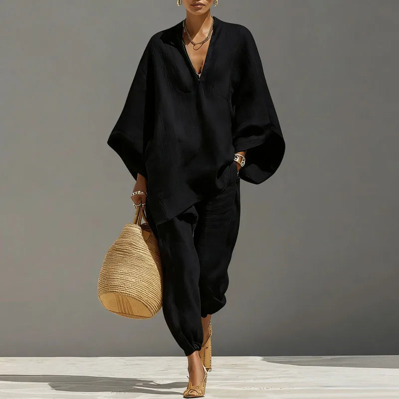 Tamara | Women's Batwing Sleeve V Neck Two Piece Set