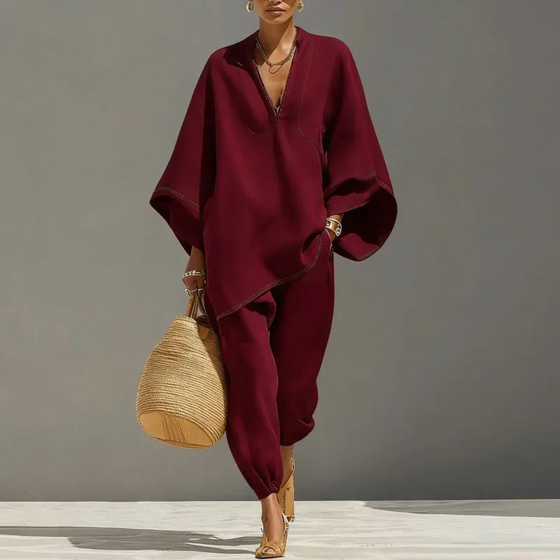 Tamara | Women's Batwing Sleeve V Neck Two Piece Set