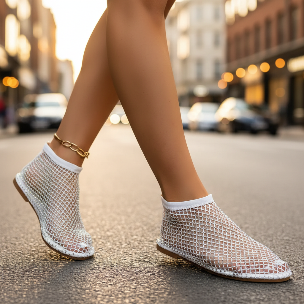Vanessa | Women's Mesh Round Toe Slip On Sandals
