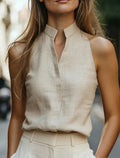 Vivienne | Women's Stand Collar Sleeveless Summer Blouse
