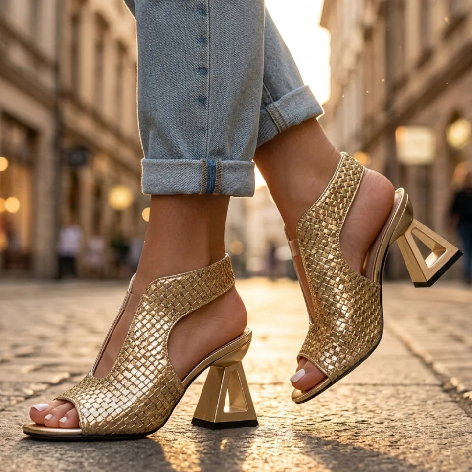 Wendy | Women's Open Toe Slip On Cutout High Heels