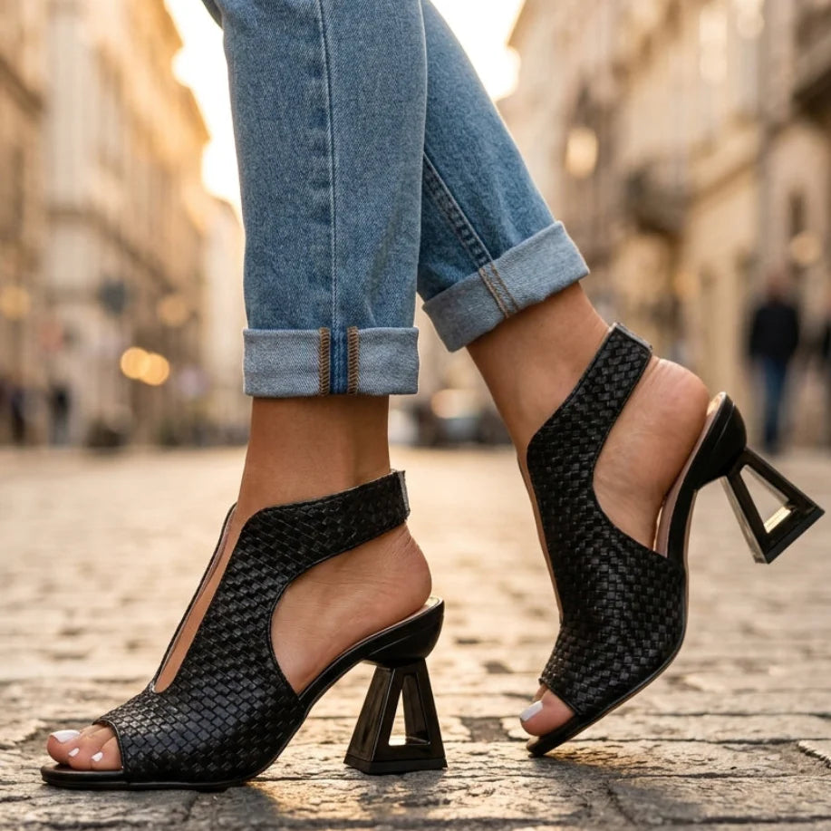 Wendy | Women's Open Toe Slip On Cutout High Heels