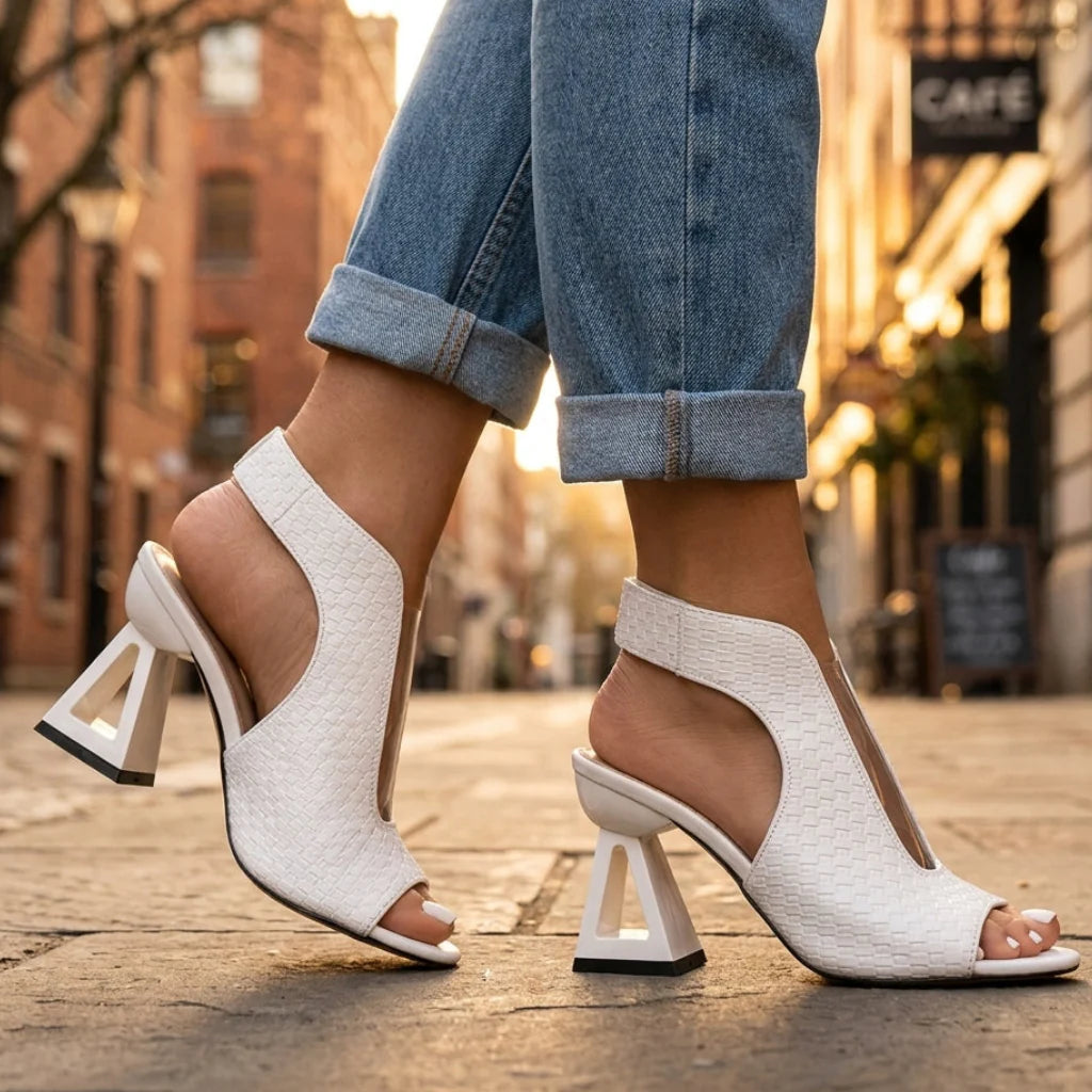 Wendy | Women's Open Toe Slip On Cutout High Heels