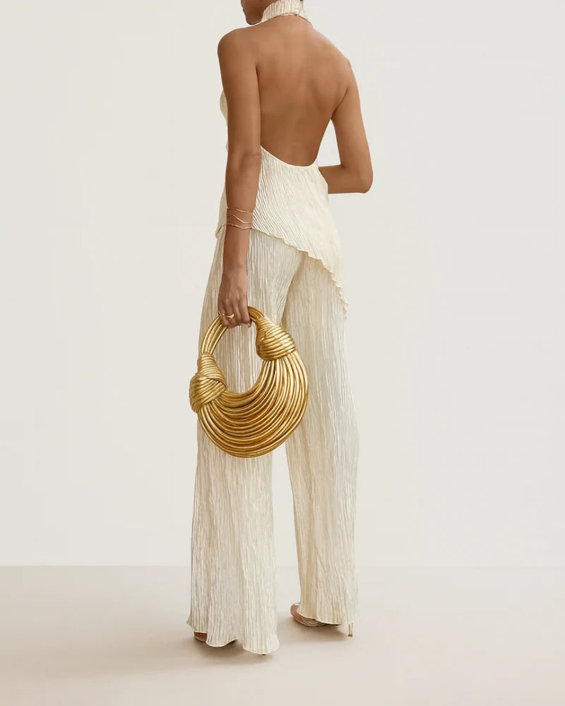 Willow | Women’s Sleeveless Backless Wide Leg Two Piece Set