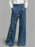 Yvonne | Women's Asymmetrical High Waist Wide Leg Jeans
