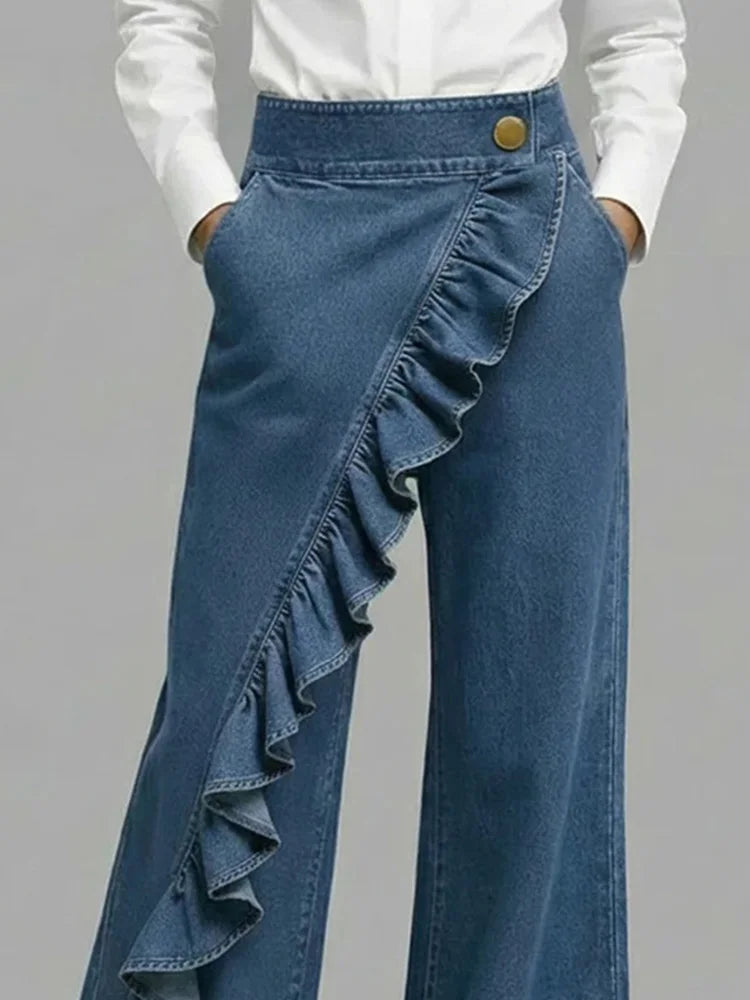 Yvonne | Women's Asymmetrical High Waist Wide Leg Jeans